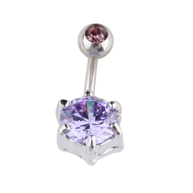 1 pcs 5 Multicolor 316L Surgical Steel Crystal Rhinestone Belly Button Ring Navel Bar Body Piercing Jewelry