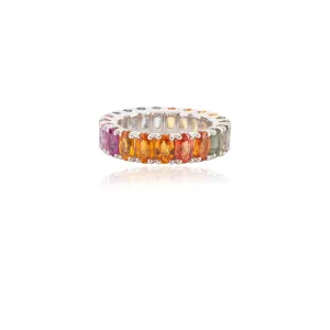 18K Gold 6.54 CTW Multi Sapphire Eternity Band Ring