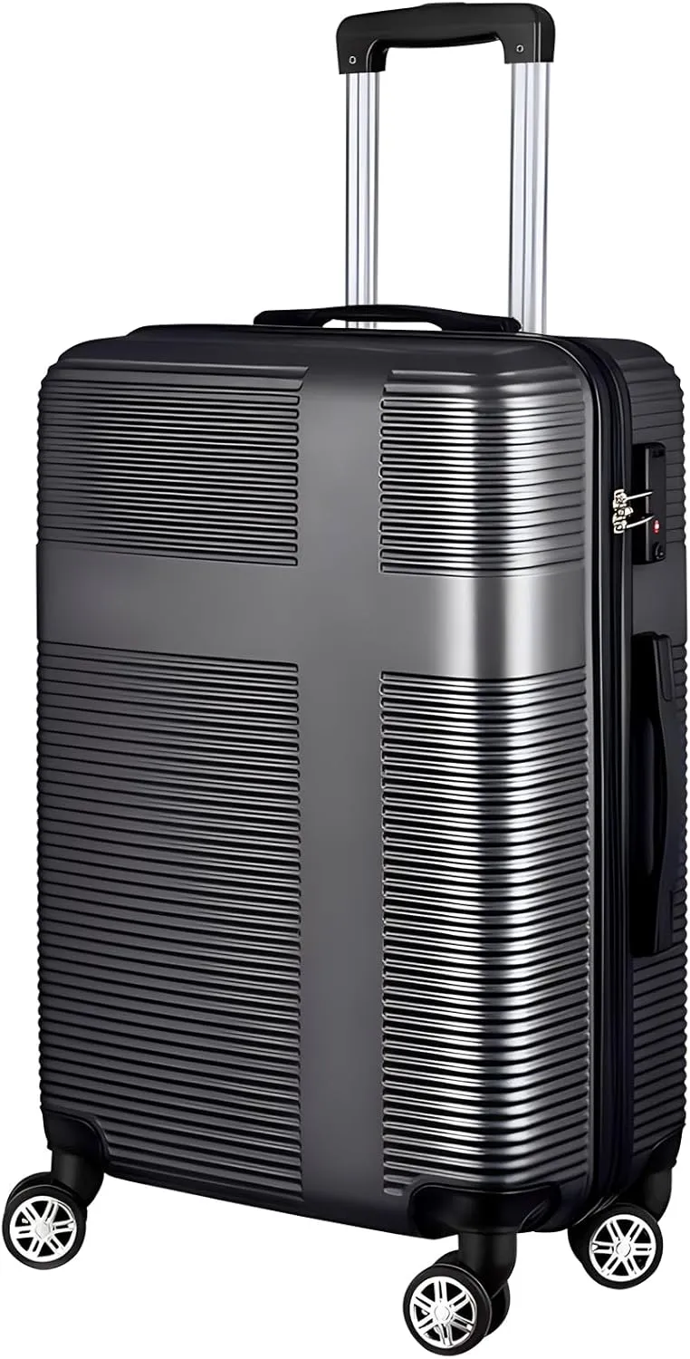 20" Carry-on Suitcases with 360 Spinner Wheels, TSA Lock, Durable Scratch-Resistant ABS Hard Shell Travel Luggage (Black, 20in)