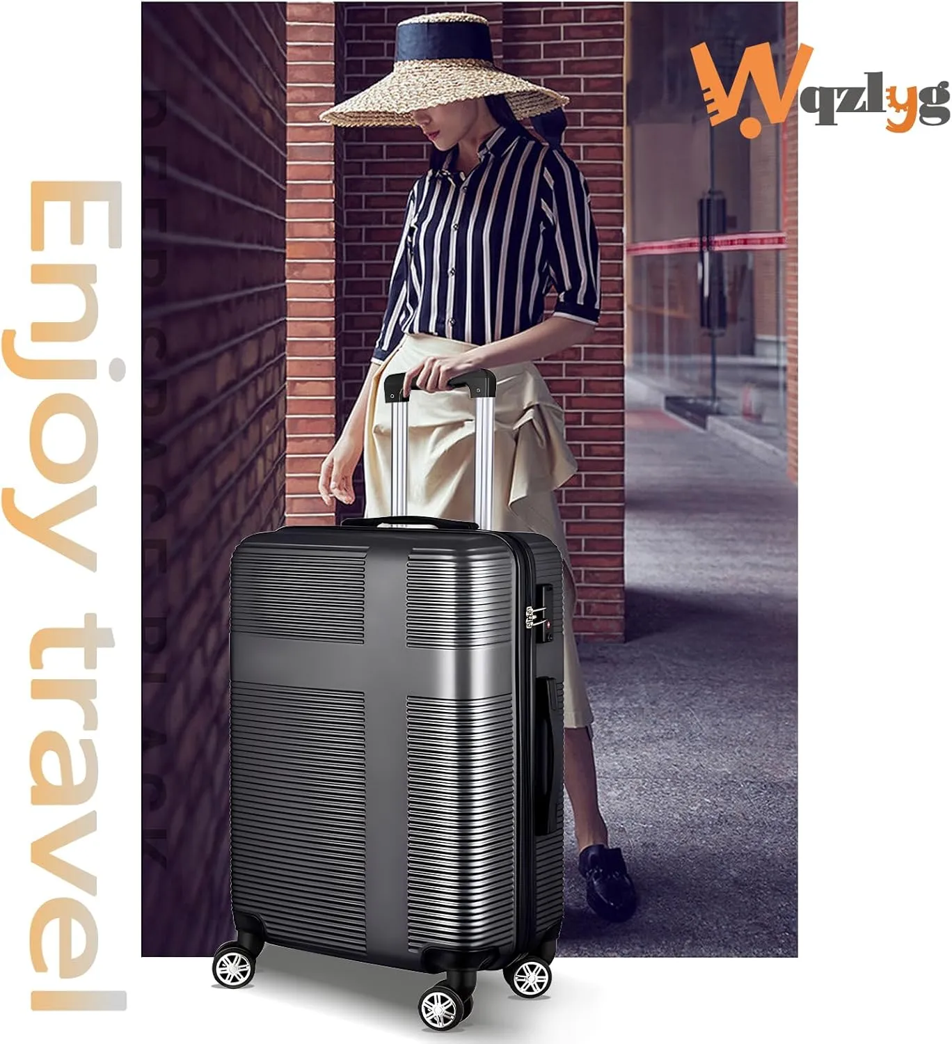20" Carry-on Suitcases with 360 Spinner Wheels, TSA Lock, Durable Scratch-Resistant ABS Hard Shell Travel Luggage (Black, 20in)