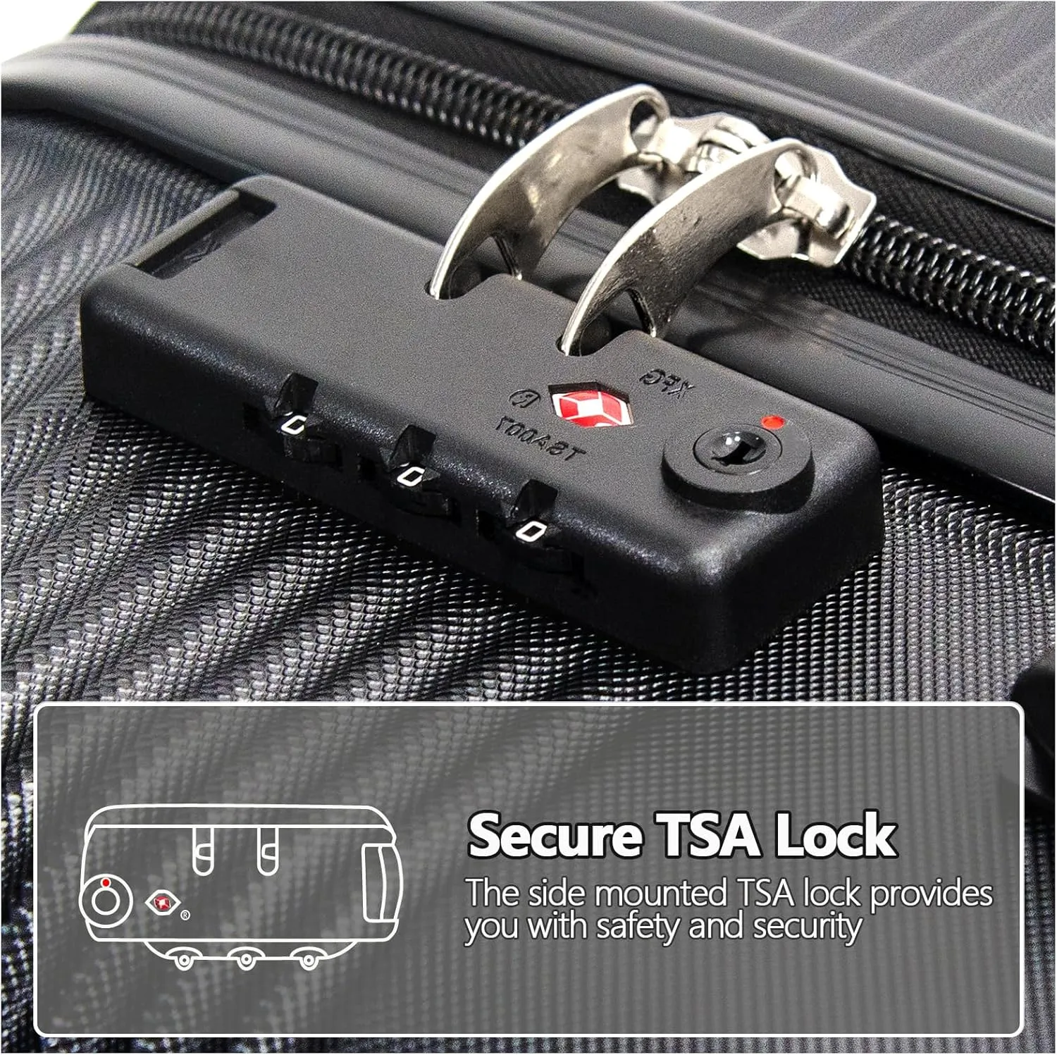 20" Carry-on Suitcases with 360 Spinner Wheels, TSA Lock, Durable Scratch-Resistant ABS Hard Shell Travel Luggage (Black, 20in)