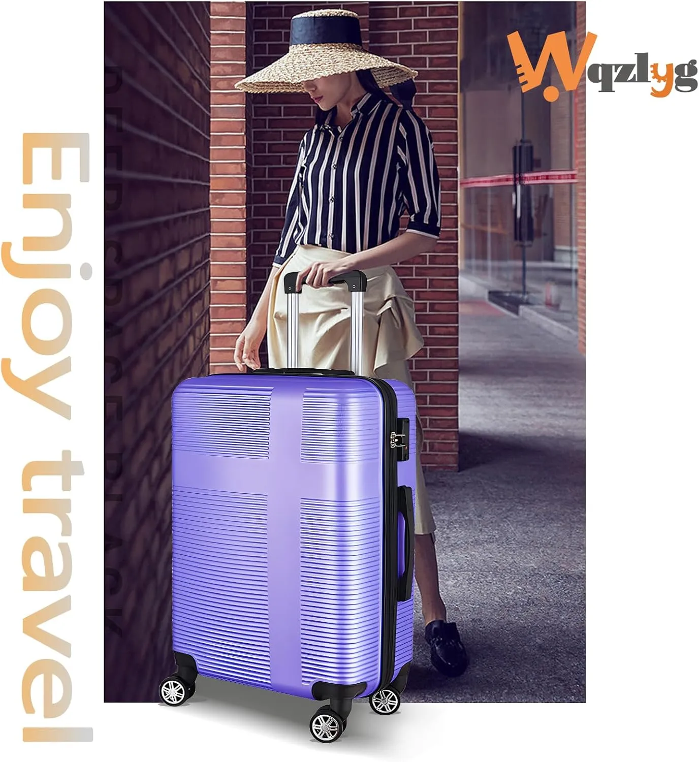 20" Carry-on Suitcases with 360 Spinner Wheels, TSA Lock, Durable Scratch-Resistant ABS Hard Shell Travel Luggage (Light Purple, 20in)