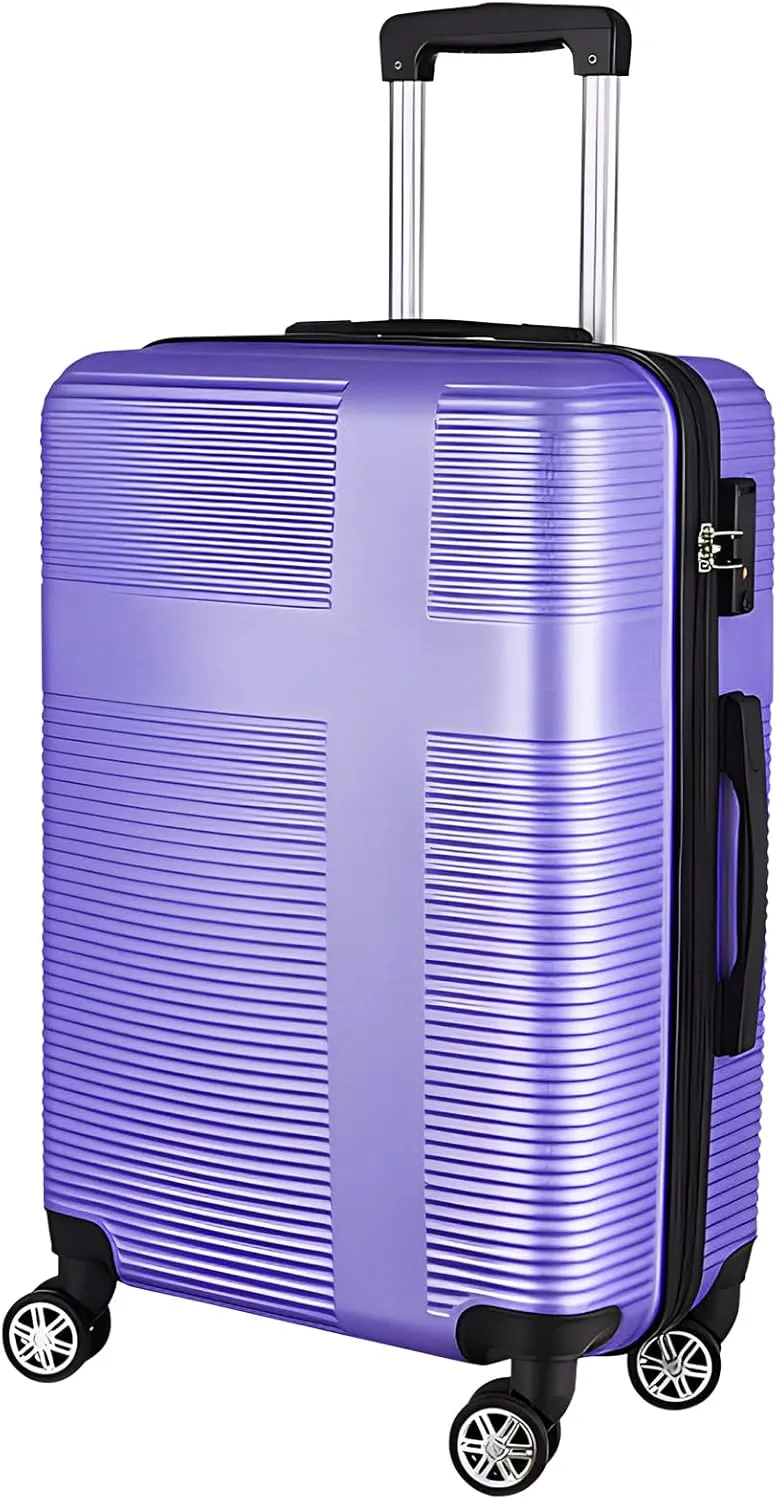 20" Carry-on Suitcases with 360 Spinner Wheels, TSA Lock, Durable Scratch-Resistant ABS Hard Shell Travel Luggage (Light Purple, 20in)