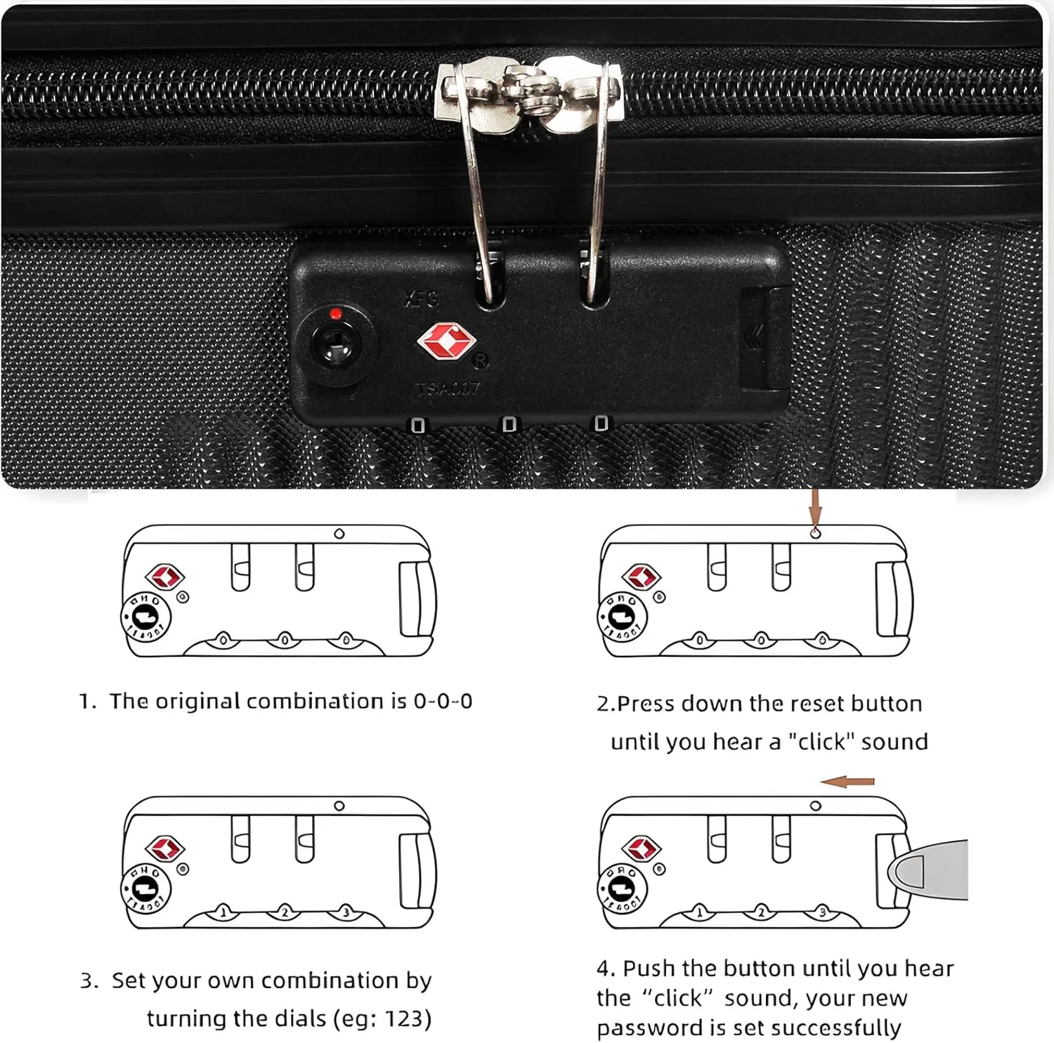 24in Suitcase with 360 Spinner Wheels, Hard Shell Suitcases with TSA Lock, Durable Scratch-Resistant ABS Travel Luggage (Black, 24in)