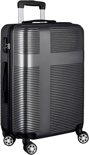 24in Suitcase with 360 Spinner Wheels, Hard Shell Suitcases with TSA Lock, Durable Scratch-Resistant ABS Travel Luggage (Black, 24in)