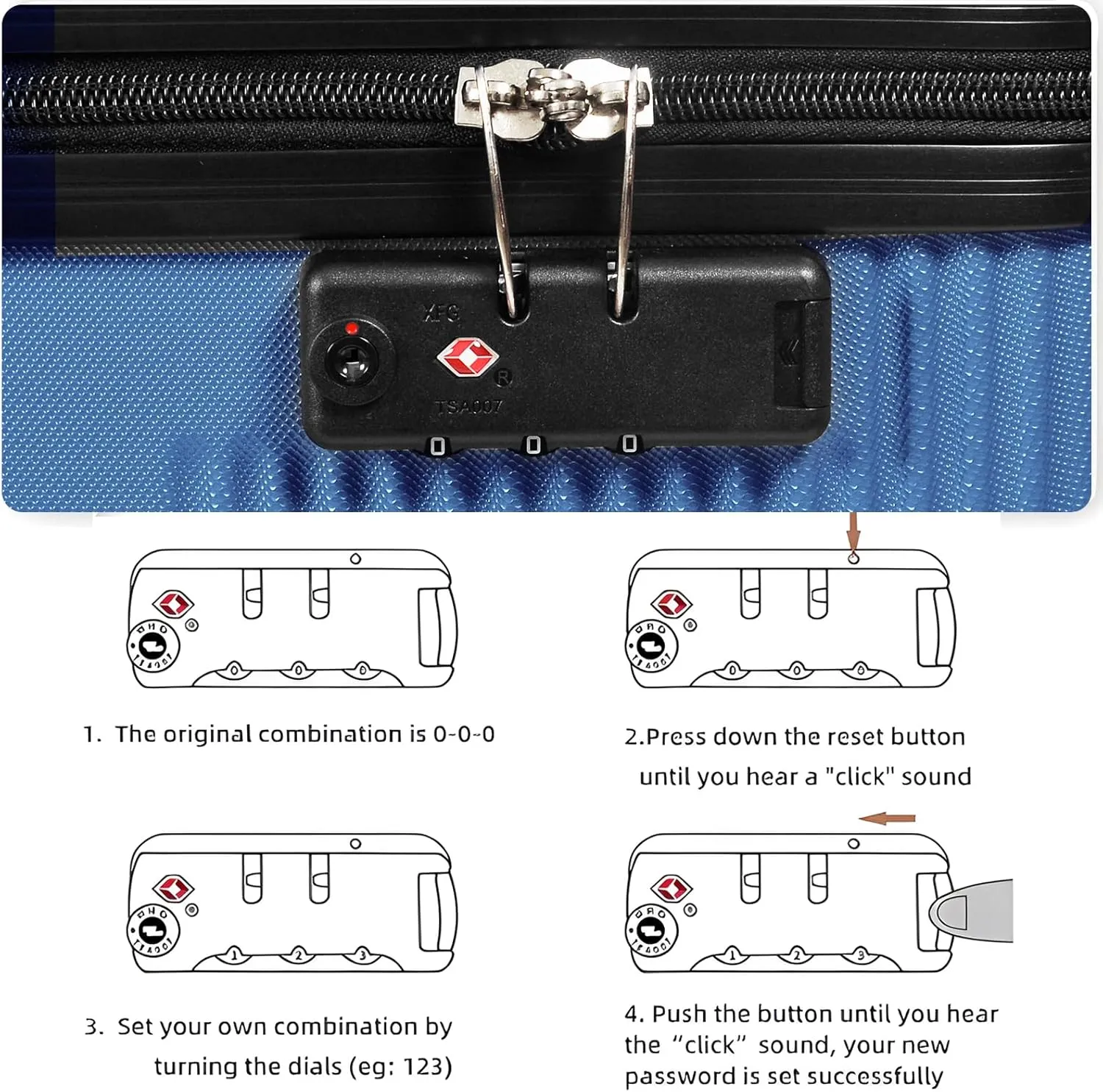 24in Suitcase with 360 Spinner Wheels, Hard Shell Suitcases with TSA Lock, Durable Scratch-Resistant ABS Travel Luggage (Dark Blue, 24in)