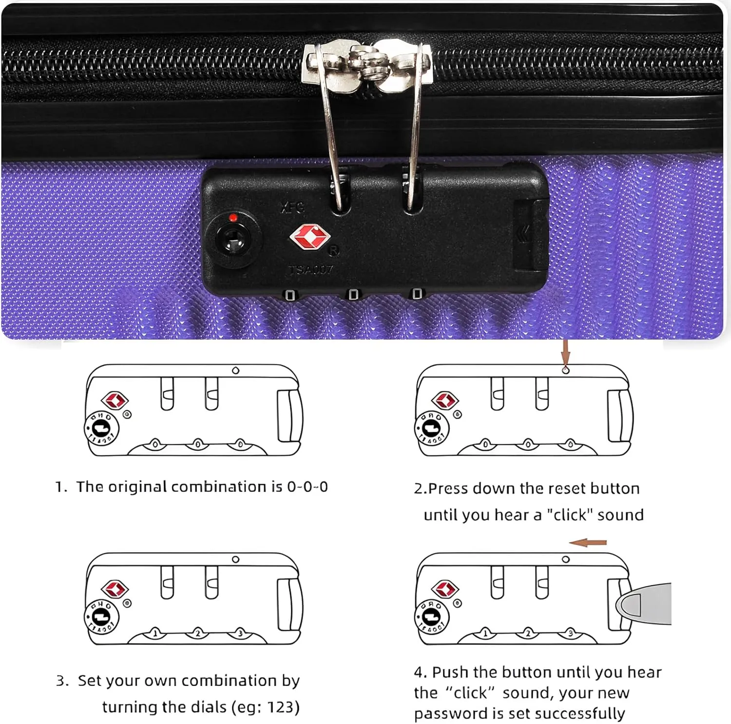 24in Suitcase with 360 Spinner Wheels, Hard Shell Suitcases with TSA Lock, Durable Scratch-Resistant ABS Travel Luggage (Light Purple, 24in)