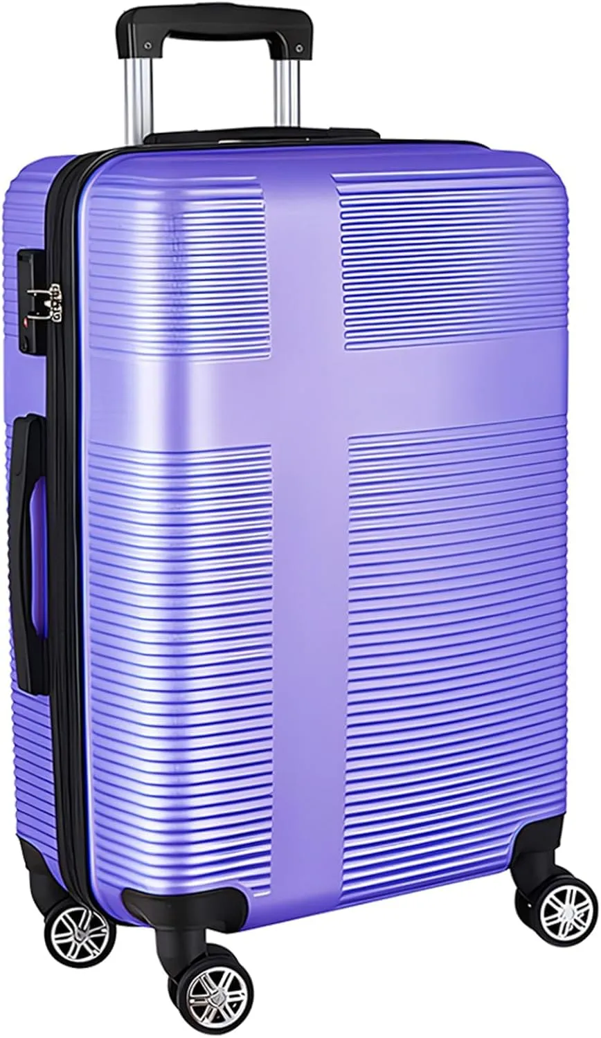 24in Suitcase with 360 Spinner Wheels, Hard Shell Suitcases with TSA Lock, Durable Scratch-Resistant ABS Travel Luggage (Light Purple, 24in)