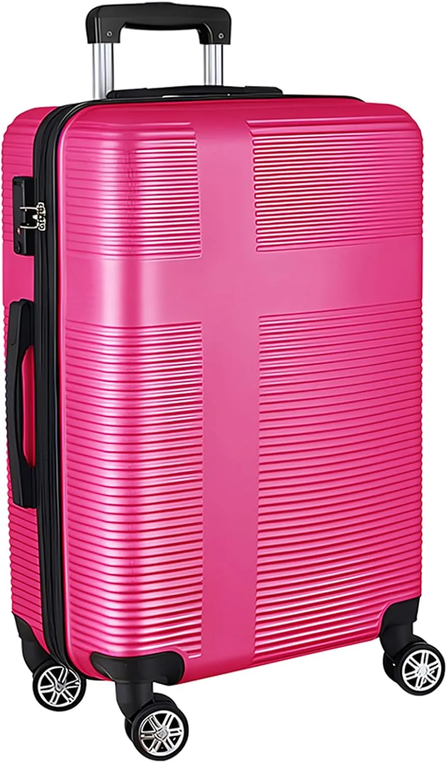 24in Suitcase with 360 Spinner Wheels, Hard Shell Suitcases with TSA Lock, Durable Scratch-Resistant ABS Travel Luggage (Rose Red, 24in)
