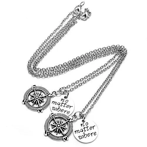 2pcs/Set "No Matter Where" "You're my person" Best Friends Lovers Couples Necklace Jewelry Set