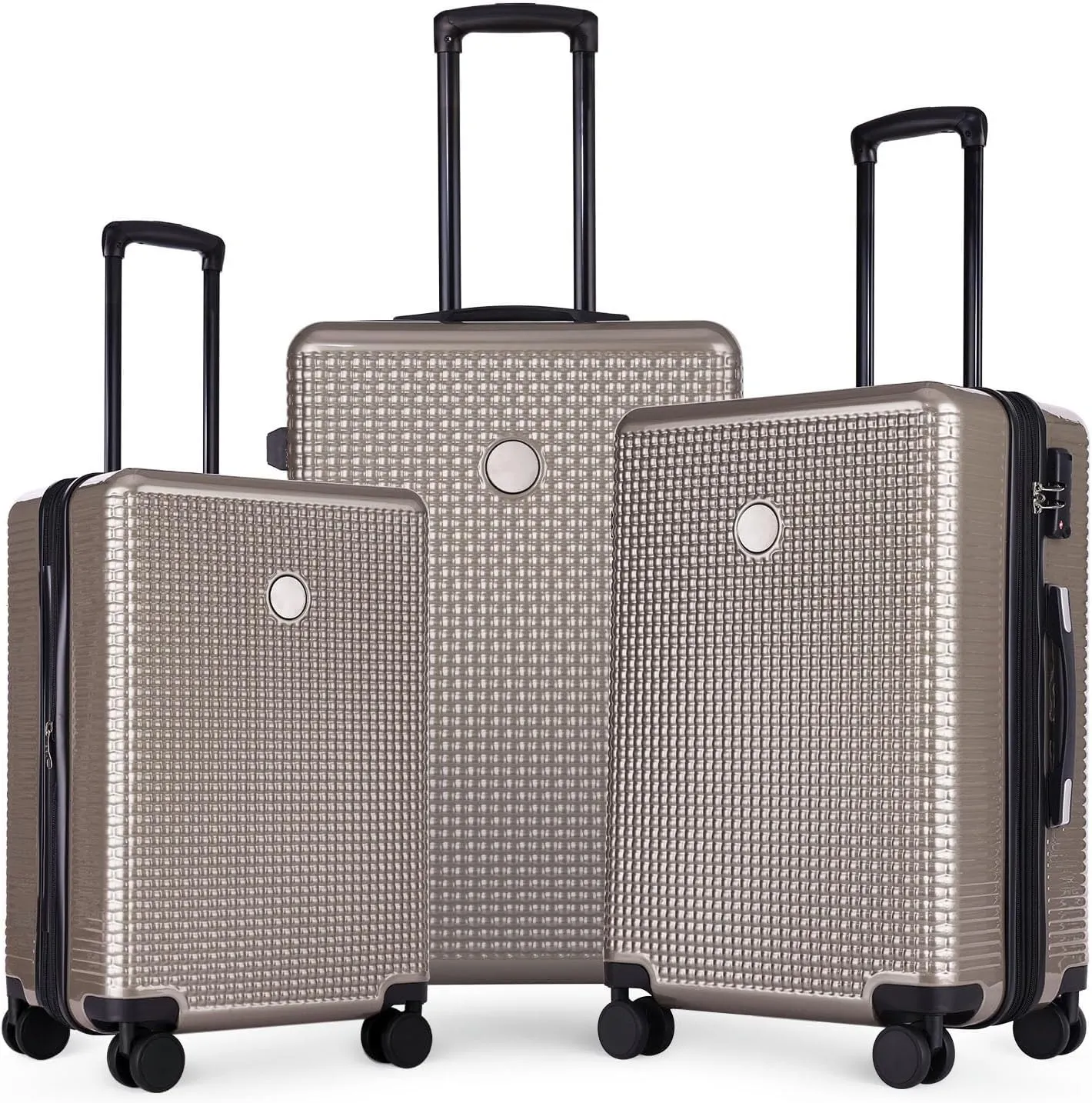 3-Piece ABS Hardshell Suitcase Set with Silent Spinner Wheels, Expandable Lightweight Luggage with TSA Lock, Carry-On & Checked Travel Suitcases 20"/24"/28" (Fog Gray)