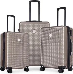 3-Piece ABS Hardshell Suitcase Set with Silent Spinner Wheels, Expandable Lightweight Luggage with TSA Lock, Carry-On & Checked Travel Suitcases 20"/24"/28" (Fog Gray)