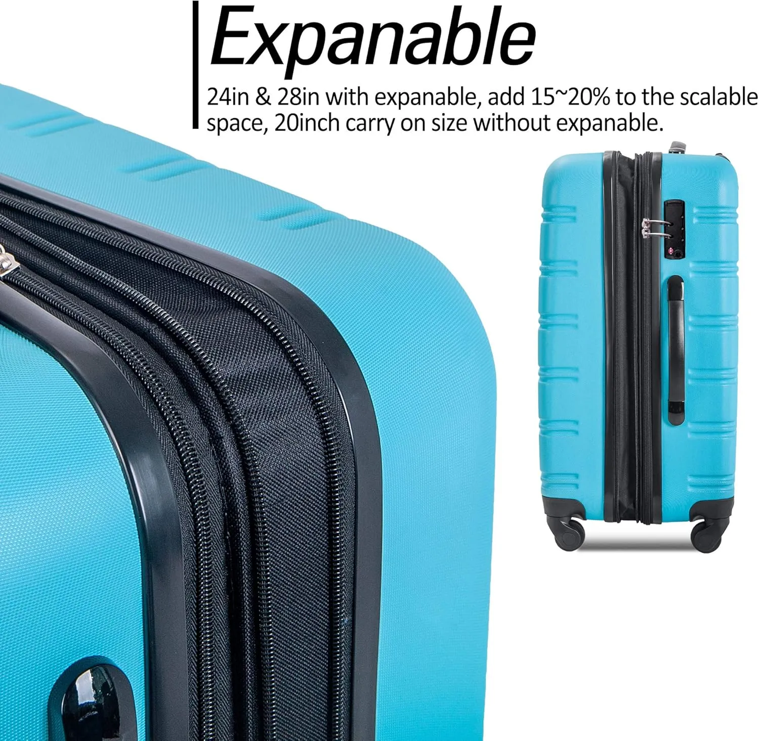 3-Piece Hardshell Suitcase Set with TSA Lock,Spinner Luggage, Light weight 360 Wheels for Travel and Vacation Essentials 20" 24" 28" (Brilliant Blue)
