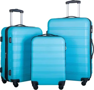 3-Piece Hardshell Suitcase Set with TSA Lock,Spinner Luggage, Light weight 360 Wheels for Travel and Vacation Essentials 20" 24" 28" (Brilliant Blue)