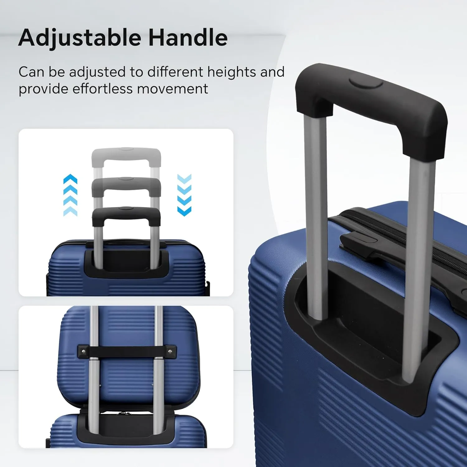 3-Piece Luggage Set, 12'' 20" 24" 28" Hard Shell Suitcases with 360 Spinner Wheels, TSA Lock, Durable Scratch-Resistant ABS Travel Luggage (Dark Blue, 4 pcs)