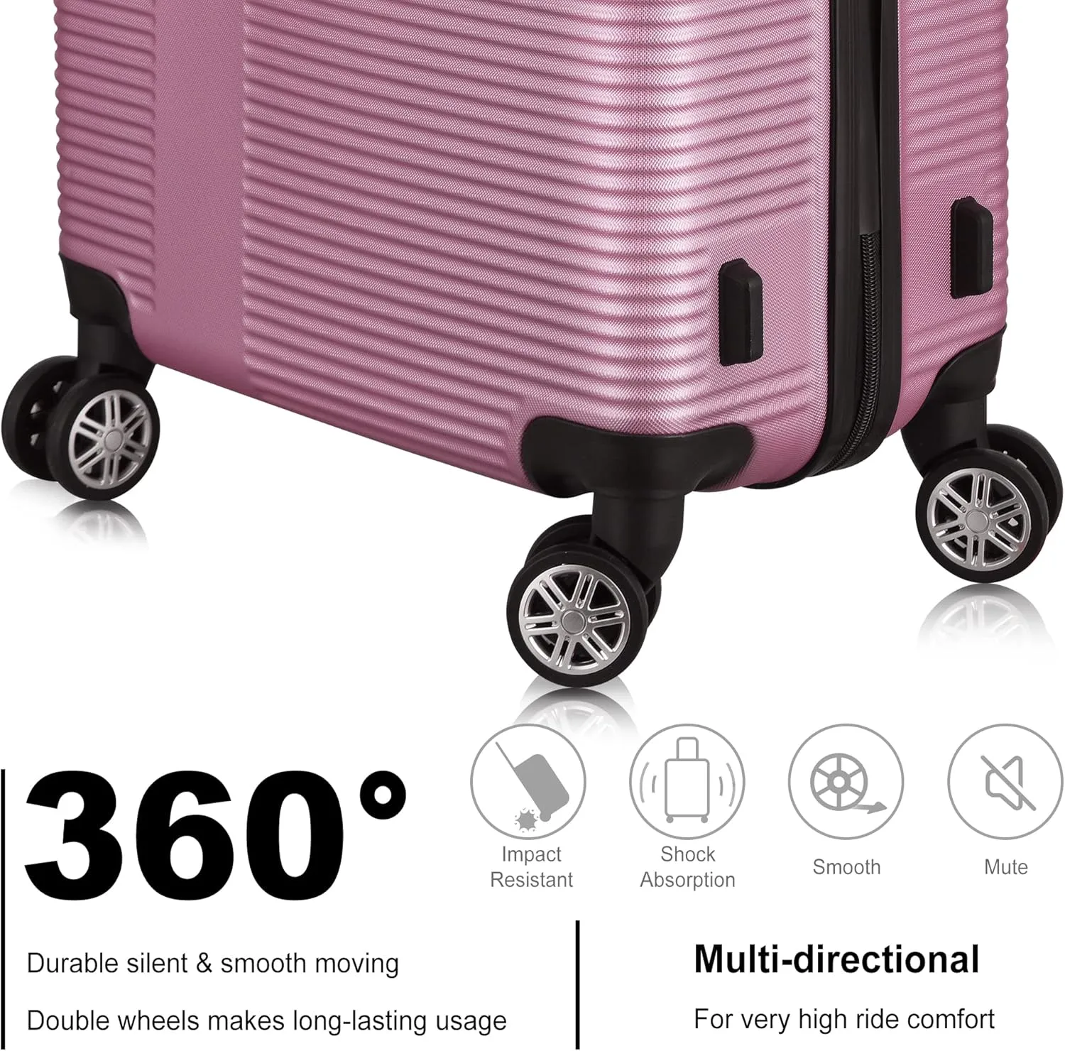 3-Piece Luggage Set, 20" 24" 28" Hard Shell Suitcases with 360 Spinner Wheels, TSA Lock, Durable Scratch-Resistant ABS Travel Luggage (Pink, 3 pcs)