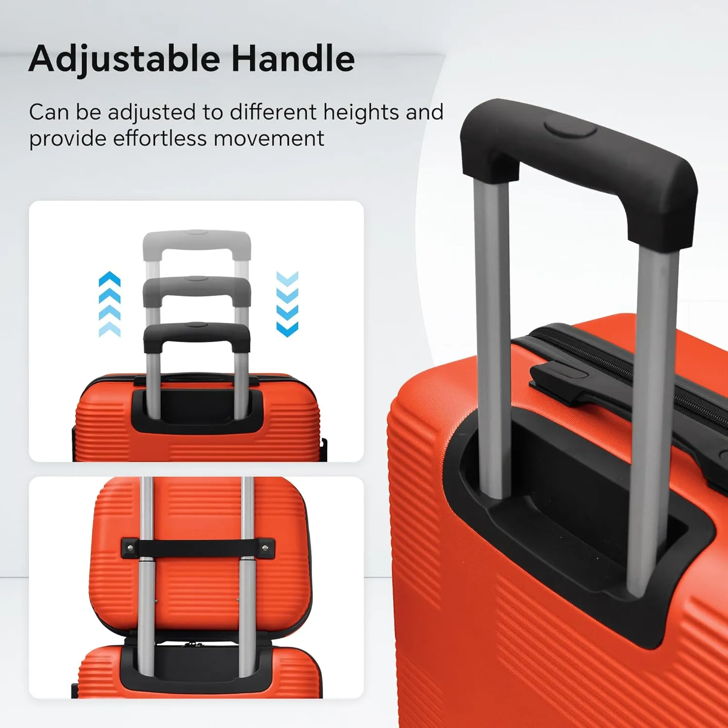 4-Piece Luggage Set, 12'' 20" 24" 28" Hard Shell Suitcases with 360 Spinner Wheels, TSA Lock, Durable Scratch-Resistant ABS Travel Luggage (Orange, 4 pcs)