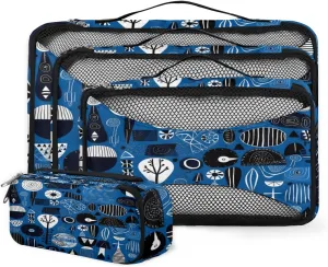 4 Set Packing Cubes for Suitcases, Travel Essentials for Carry on Luggage, Modern Geometry Suitcase Organizers for Clothes Shoes Toiletries Travel Accessories in 4 Sizes - Graffiti
