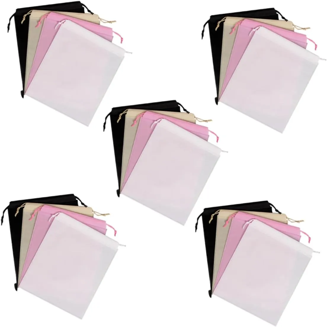 5 Sets of Drawstring Sackpacks Small Storage Bags Pull String for Luggage