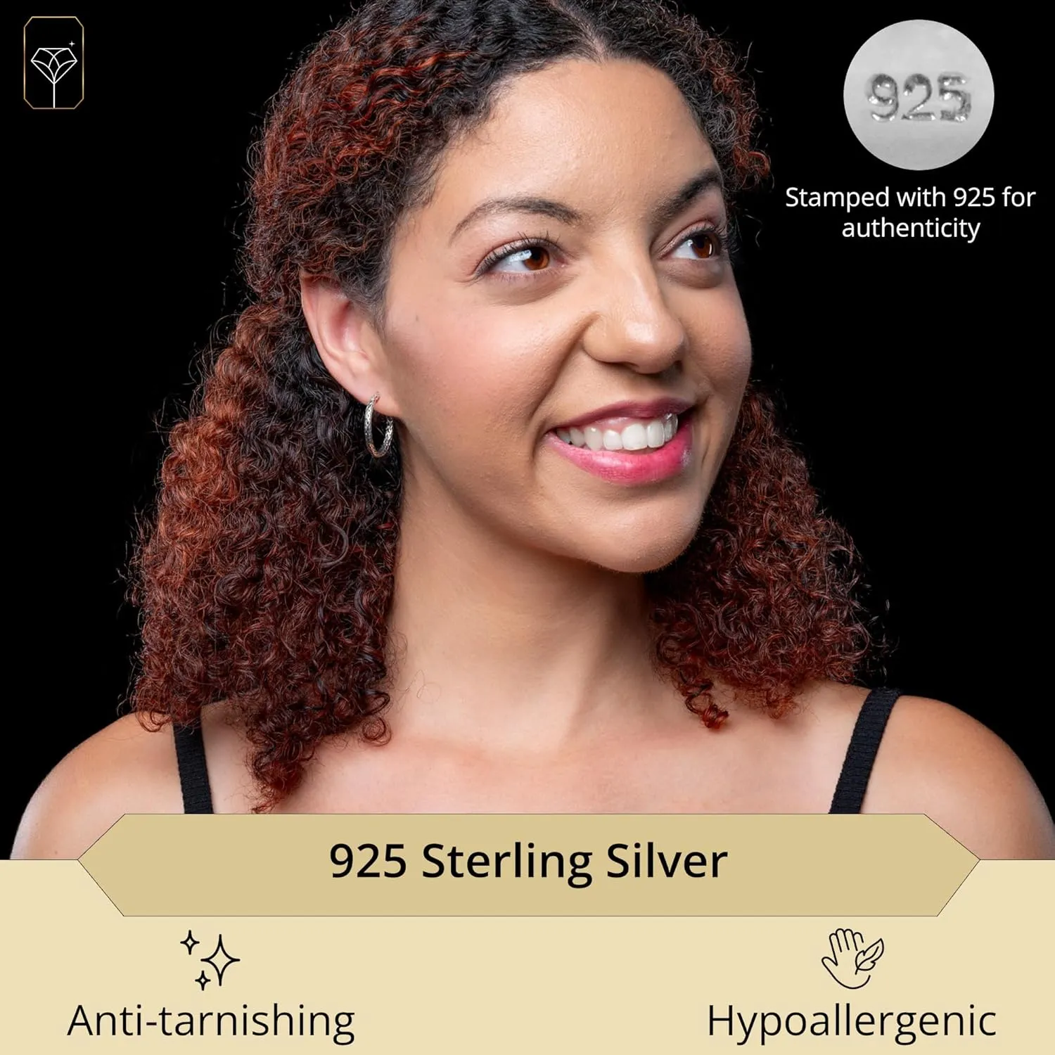 925 Sterling Silver Byzantine Open Back Hoops with Butterfly Pushbacks | Hypoallergenic 925 Sterling Silver Earrings for Women in 25MM, 30MM, 33MM Diameter by MAX   STONE