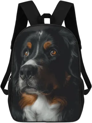 A Bernese Dog Business Laptop Backpack for Women Men 17 Inch Carry on Backpack Waterproof Black Bookbag Fashion Lightweight Backpacks for Travel Hiking Camping Casual Daypack Backpacks