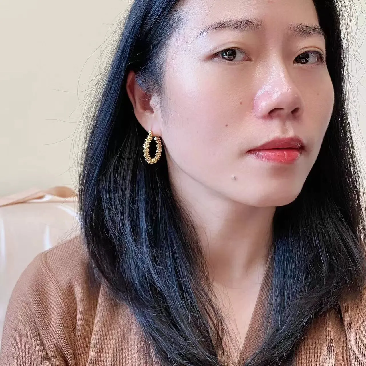 Accessible Luxury Fashion Exaggerated Broken Gold Hoop Elegant Earrings