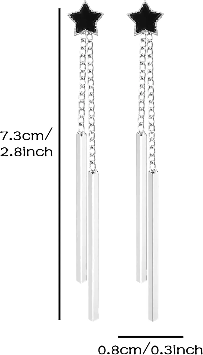 Acrylic Colorful Rectangle Dangling Earrings For Women, Cute Black White Red Green Orange Pink Purple Blue Yellow Drop Dangle Earrings For Women Trendy with Sterling Silver Hook