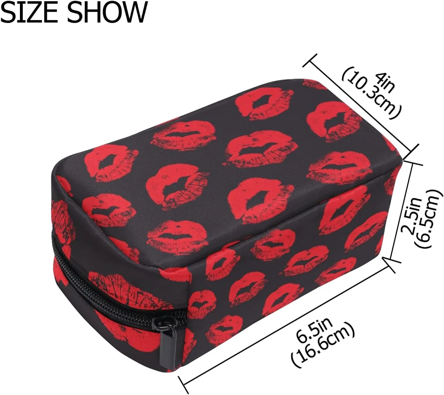 ALAZA Women's Cosmetic Bag Red Lips Kiss Prints Makeup Bag for Travel Cosmetic Pouch Brush Bag