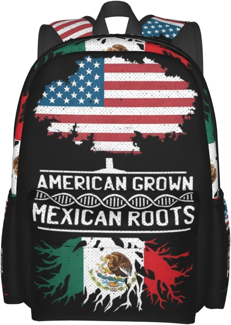 American Mexican Mexico Flag Mexican Roots Laptop Backpack Work Travel Backpacks Business Rucksack Casual Outdoor Daypack with Adjustable Strap Bags for Sports Office Gym Hiking
