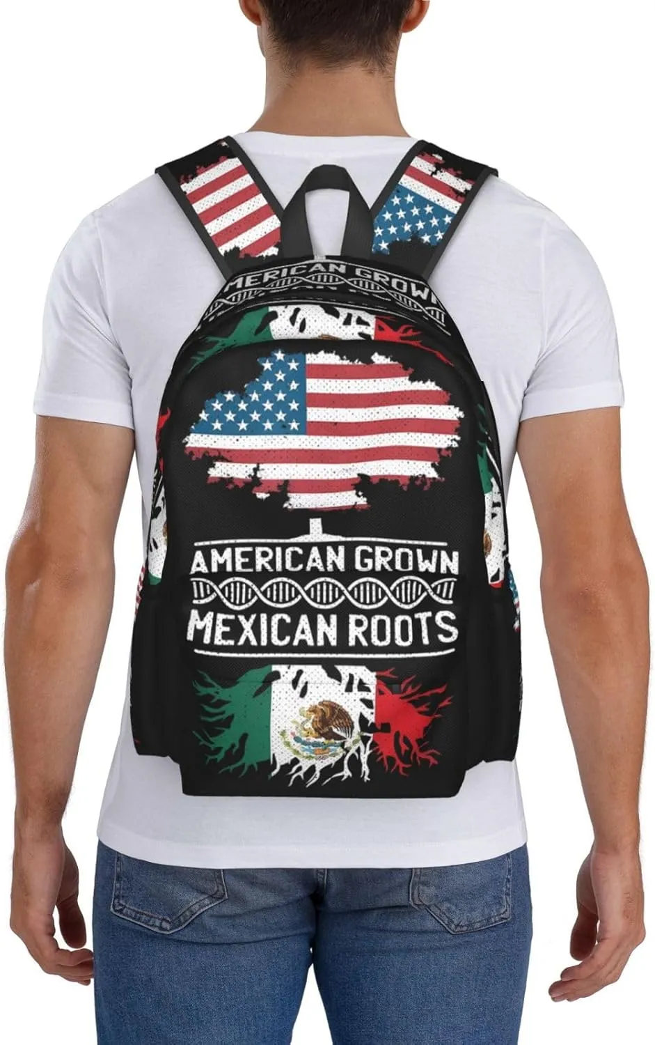American Mexican Mexico Flag Mexican Roots Laptop Backpack Work Travel Backpacks Business Rucksack Casual Outdoor Daypack with Adjustable Strap Bags for Sports Office Gym Hiking