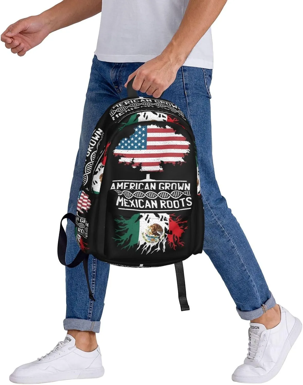 American Mexican Mexico Flag Mexican Roots Laptop Backpack Work Travel Backpacks Business Rucksack Casual Outdoor Daypack with Adjustable Strap Bags for Sports Office Gym Hiking
