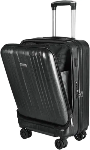 ANIIC Luggage Suitcases With Wheels Suitcases Rechargeable Hard Case With Usb Port Carry On Luggage Business Luggage Suitcase Spinner Luggages (Color : Black, Size : 20inch)