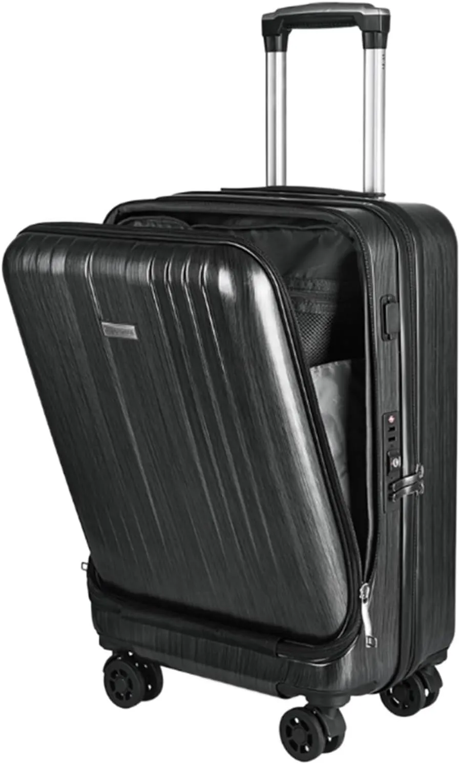 ANIIC Luggage Suitcases With Wheels Suitcases Rechargeable Hard Case With Usb Port Carry On Luggage Business Luggage Suitcase Spinner Luggages (Color : Black, Size : 20inch)
