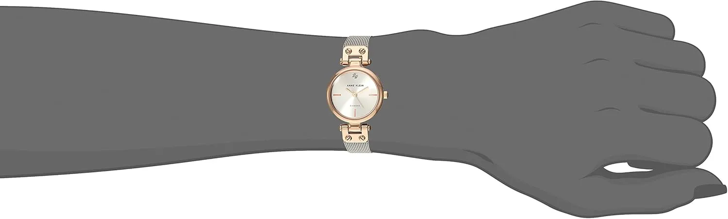 Anne Klein Women's Diamond-Accented Mesh Bracelet Watch