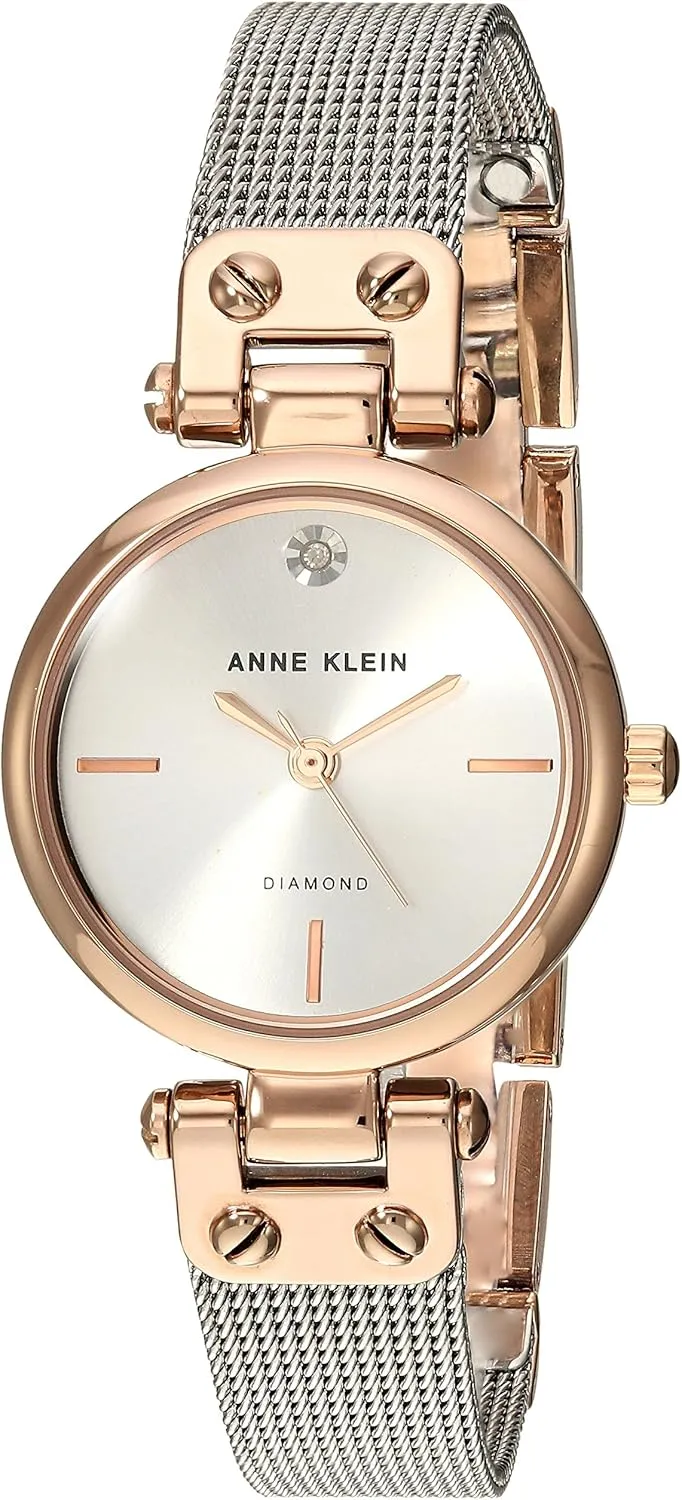 Anne Klein Women's Diamond-Accented Mesh Bracelet Watch