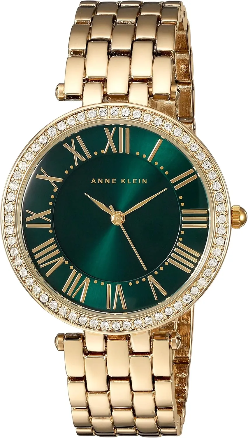 Anne Klein Women's Premium Crystal Accented Gold-Tone Bracelet Watch, AK/2230GNGB