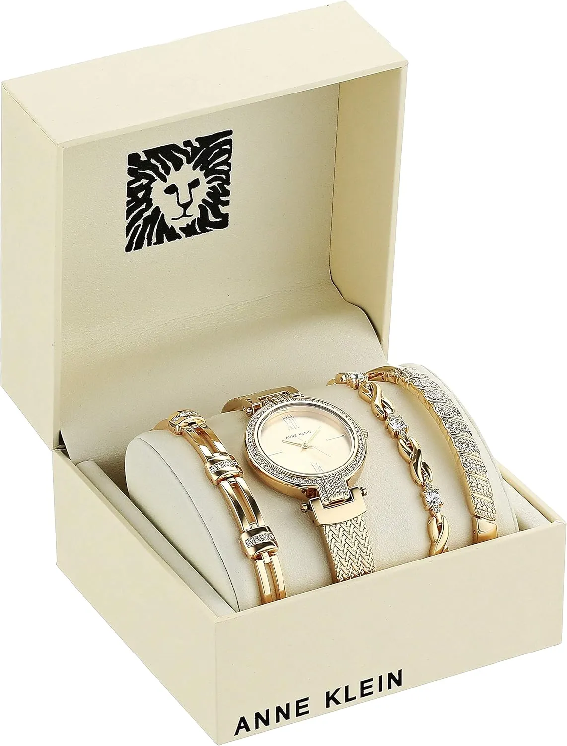 Anne Klein Women's Premium Crystal Accented Watch and Bracelet Set, AK/3584