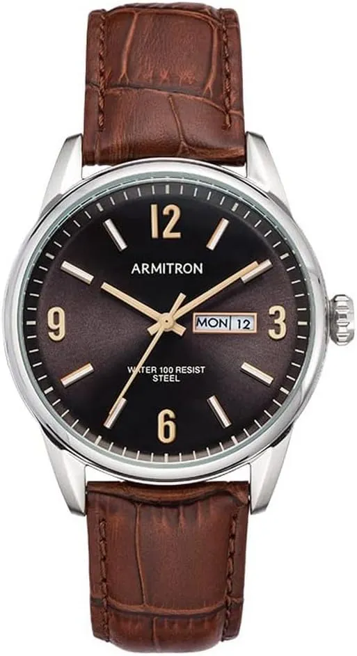 Armitron Men's Day/Date Function Croco-Grain Leather Strap Watch, 20/5048