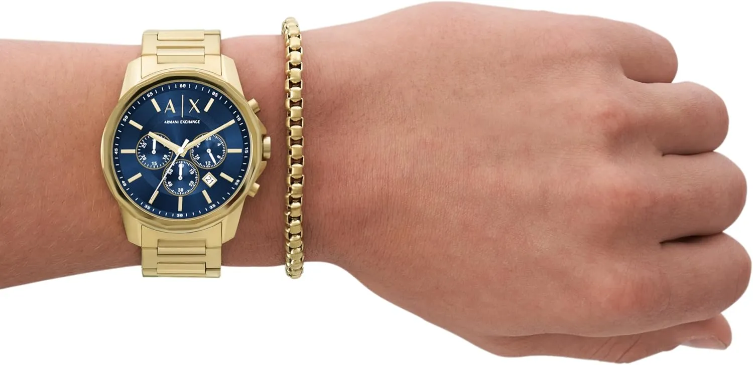 A|X Armani Exchange Chronograph Dress Watch for Men with Stainless Steel, Silicone or Leather Band