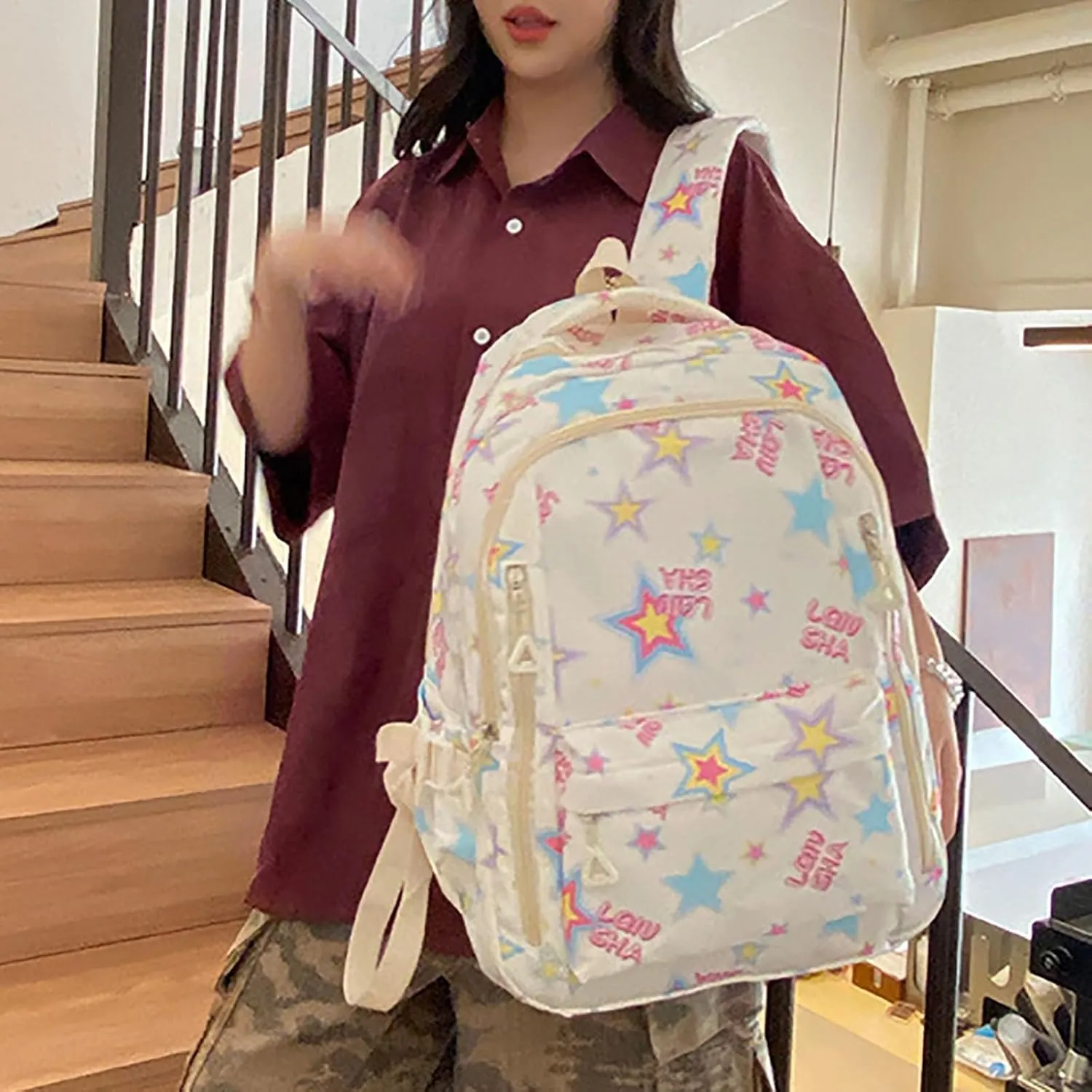 Backpack Purse for Women Medium Size Letter Purse Mobile Phone Messenger Bags Fashion Bags for Travel Work Gift(White)