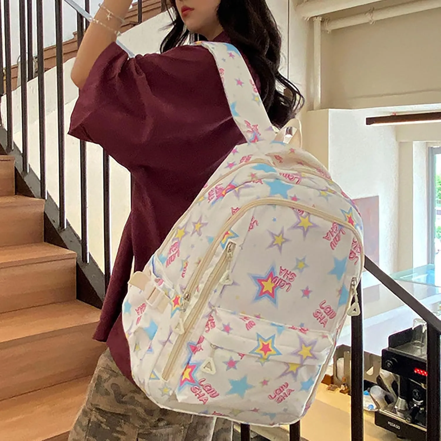 Backpack Purse for Women Medium Size Letter Purse Mobile Phone Messenger Bags Fashion Bags for Travel Work Gift(White)