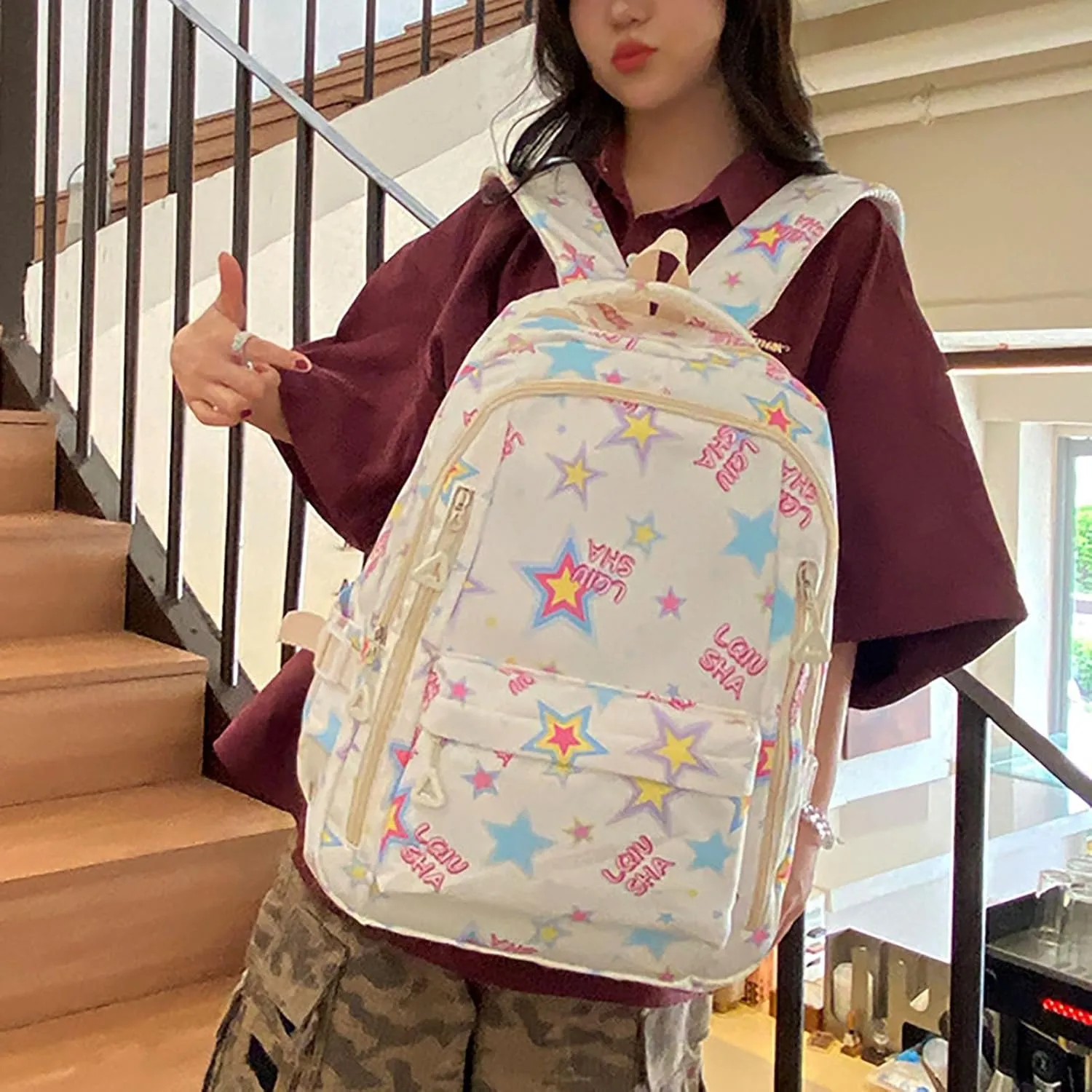 Backpack Purse for Women Medium Size Letter Purse Mobile Phone Messenger Bags Fashion Bags for Travel Work Gift(White)