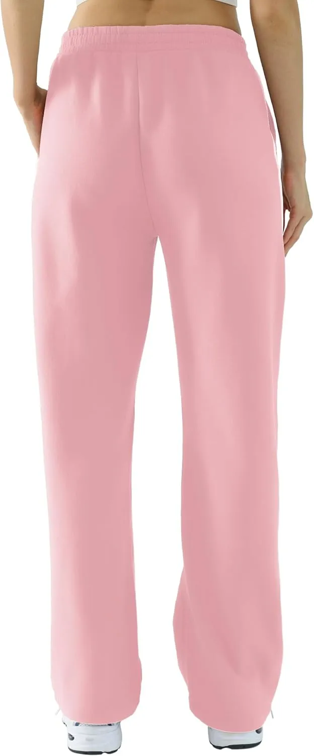 Baggy Sweatpants for Women, Comfy Straight Wide Leg Fleece Elastic Waist, Women's Workout Casual Lounge Ladies Pants