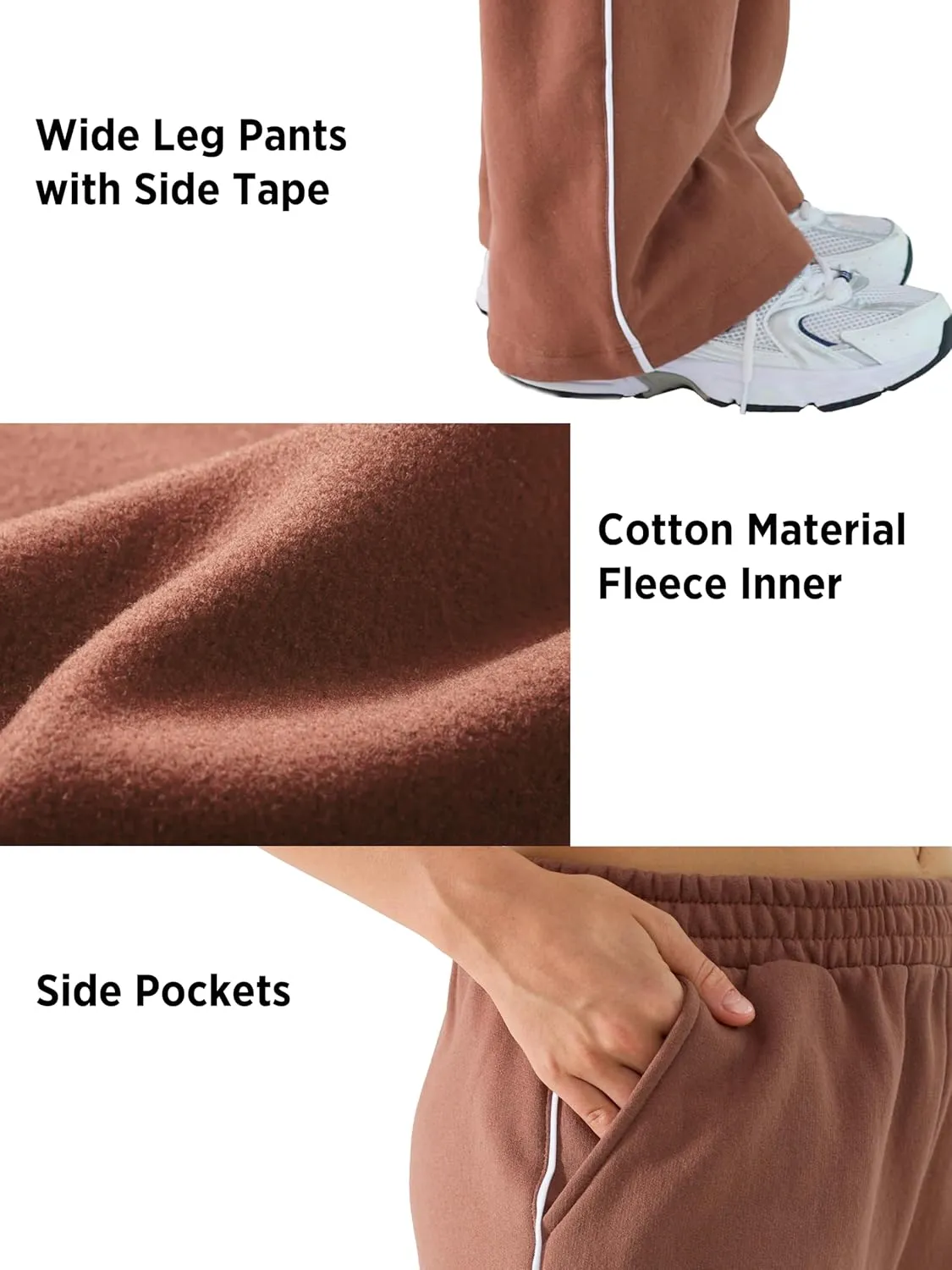 Baggy Sweatpants for Women, Comfy Straight Wide Leg Fleece Elastic Waist, Women's Workout Casual Lounge Ladies Pants