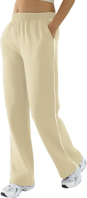 Baggy Sweatpants for Women, Comfy Straight Wide Leg Fleece Elastic Waist, Women's Workout Casual Lounge Ladies Pants