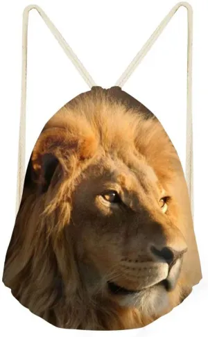 Beauty Collector Drawstring Bags Backpack Lion Animal Kid Party Gift Bag Sports Team Gym Bag