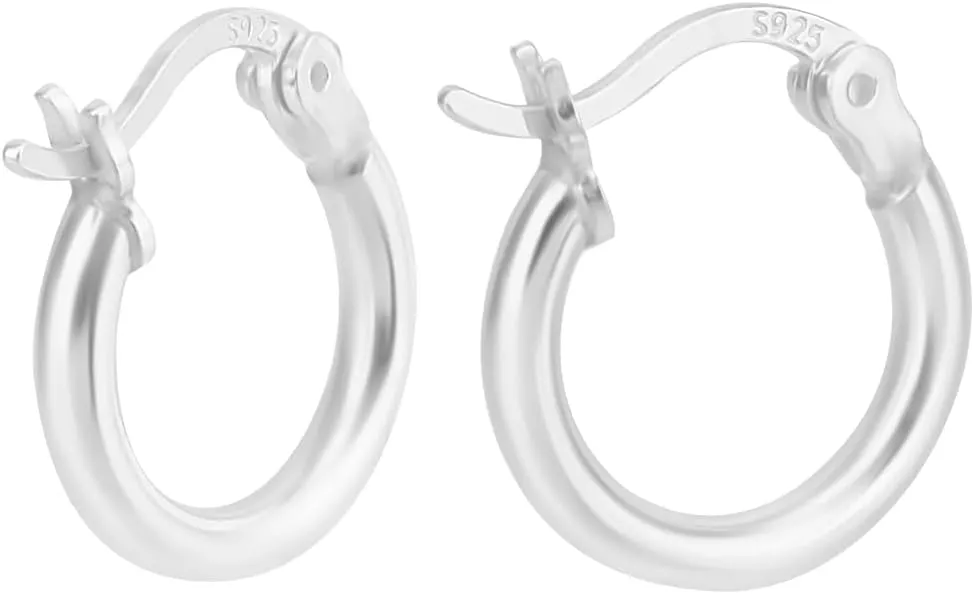 Beebeecraft 1 Box 1 Pair 925 Sterling Silver Hoop Earrings Small Hypoallergenic Huggie Hoop Earrings for Women