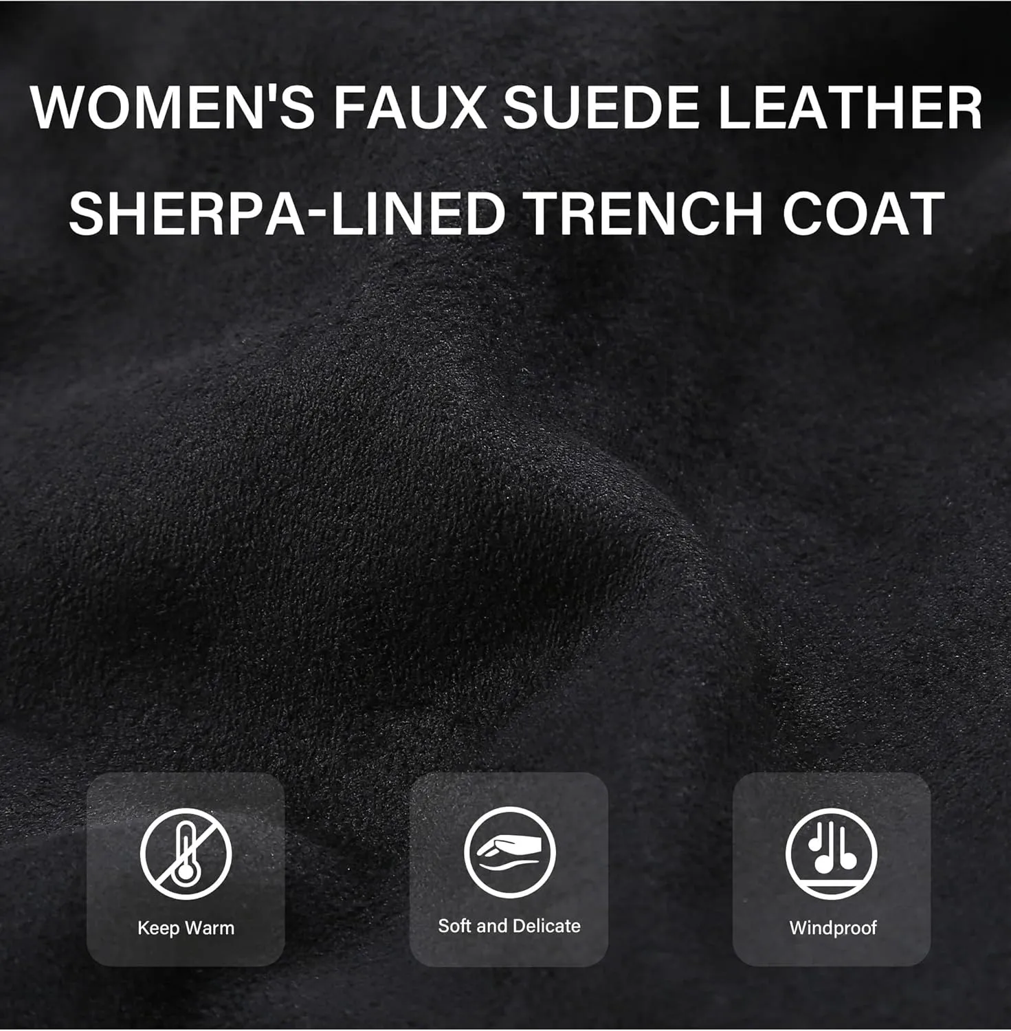 Bellivera Women Faux Leather Trench Coat Fleece-Lined Mid-length Jacket with Detachable Fur Collar