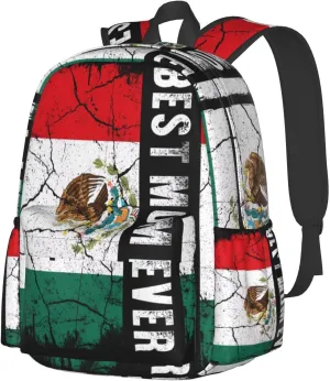Best Mexican Mom Ever Mexico Flag Laptop Backpack Work Travel Backpacks Business Rucksack Casual Outdoor Daypack with Adjustable Strap Bags for Sports Office Gym Hiking