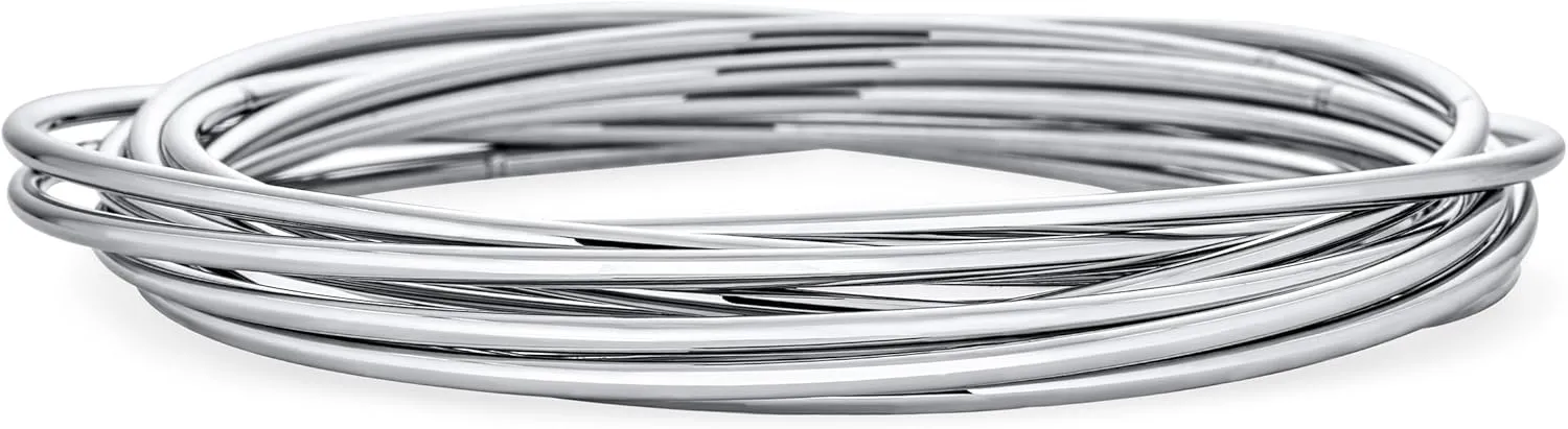 Bling Jewelry Simple Stacking Interlocking Tri Color Twist Multi Bangle For Women Teen Bracelets Round Rose Gold Silver Plated